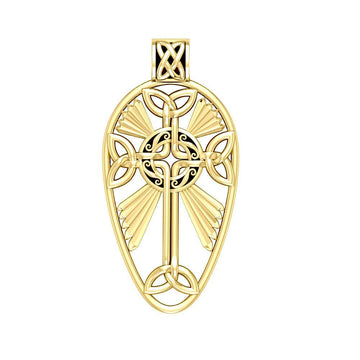 Large Celtic Knotwork Cross Solid Gold Pendant GPD1821 - Jewelry